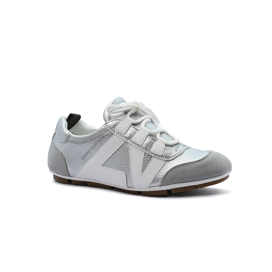 Louis Vuitton Suede Calfskin LV Sneakers Woman LV-916 Silver&White