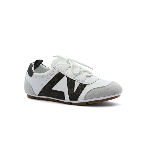 Louis Vuitton Suede Calfskin LV Sneakers Woman LV-916 White&Coffee