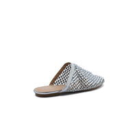 SCHUTZ SHOES Crystal-Embellished Mesh Flat Mules Woman EM-71 Silver