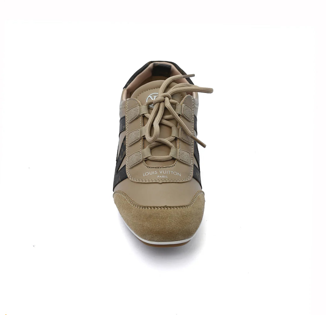 Louis Vuitton Suede Calfskin LV Sneakers Woman LV-916 Beige&Coffee