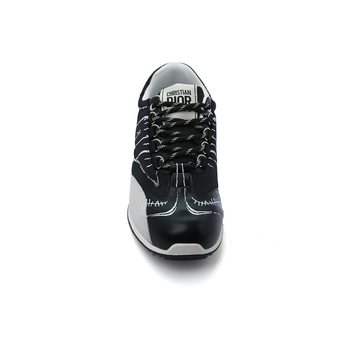 DIOR Calfskin D-Sketch White Nylon Sneakers Woman DO-921 Black
