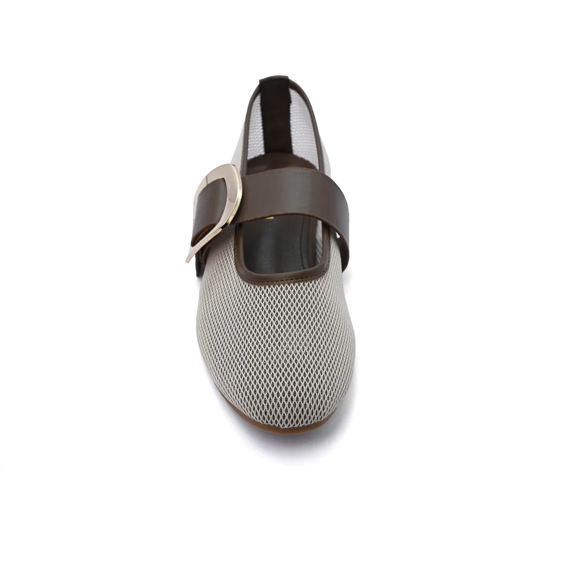 Miu Miu mesh flat ballet shoes with distinctive details Woman SW-713 Brown