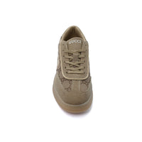 Gucci Interlocking G Suede Canvas Sneakers Woman GU-26 Dark Beige