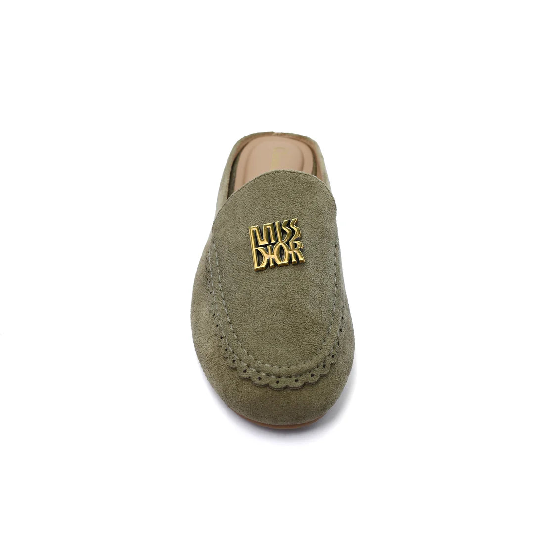 Miss Dior logo plaque trim Loafers Slip-On Mules Woman EM-73 Olive