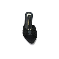 Saint Laurent Jerry 60 Mules Satin High Heel Sandals Elegant Commuter Woman VI-199 Black