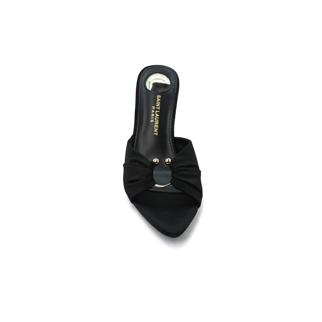 Saint Laurent Jerry 60 Mules Satin High Heel Sandals Elegant Commuter Woman VI-199 Black