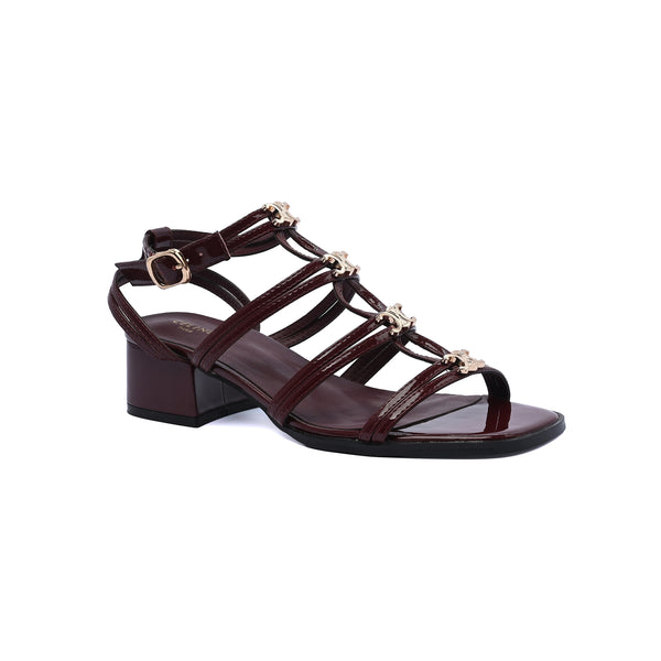 Celine Clemence Multi Triomphe Sandal in Lambskin Woman 3882-5 Burgundy