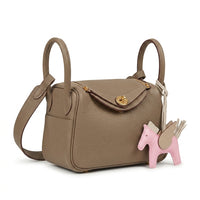Hermès Etoupe Clemence Mini Bag Lindy 20 Gold Hardware Length 13 cm - Width 19 cm Mirror Woman H278 Khaki