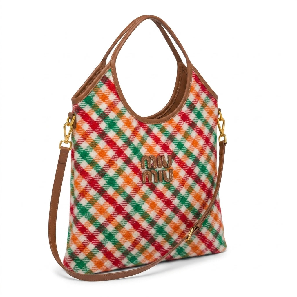 Miu Miu Ivy canvas and leather bag for Women Mirror Length 40 cm - Width 32 cm 2582 Multicolor