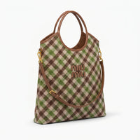 Miu Miu Ivy canvas and leather bag for Women Mirror Length 40 cm - Width 32 cm 2582 Brown