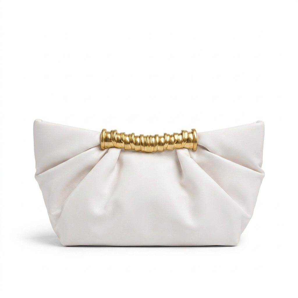 JW PEI - Leia Pleated Clutch in Vegan Leather 15 cm - Width 20 cm Mirror Woman 006 White