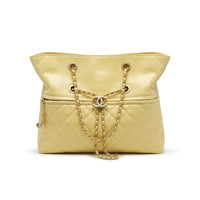 Chanel Quilted Leather Drawstring Shopping Tote Bag Mirror Woman Length 25 cm - Width 30 cm AS6111 Yellow