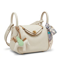 Hermès Etoupe Clemence Mini Bag Lindy 20 Gold Hardware Length 13 cm - Width 19 cm Mirror Woman H278 Off-White