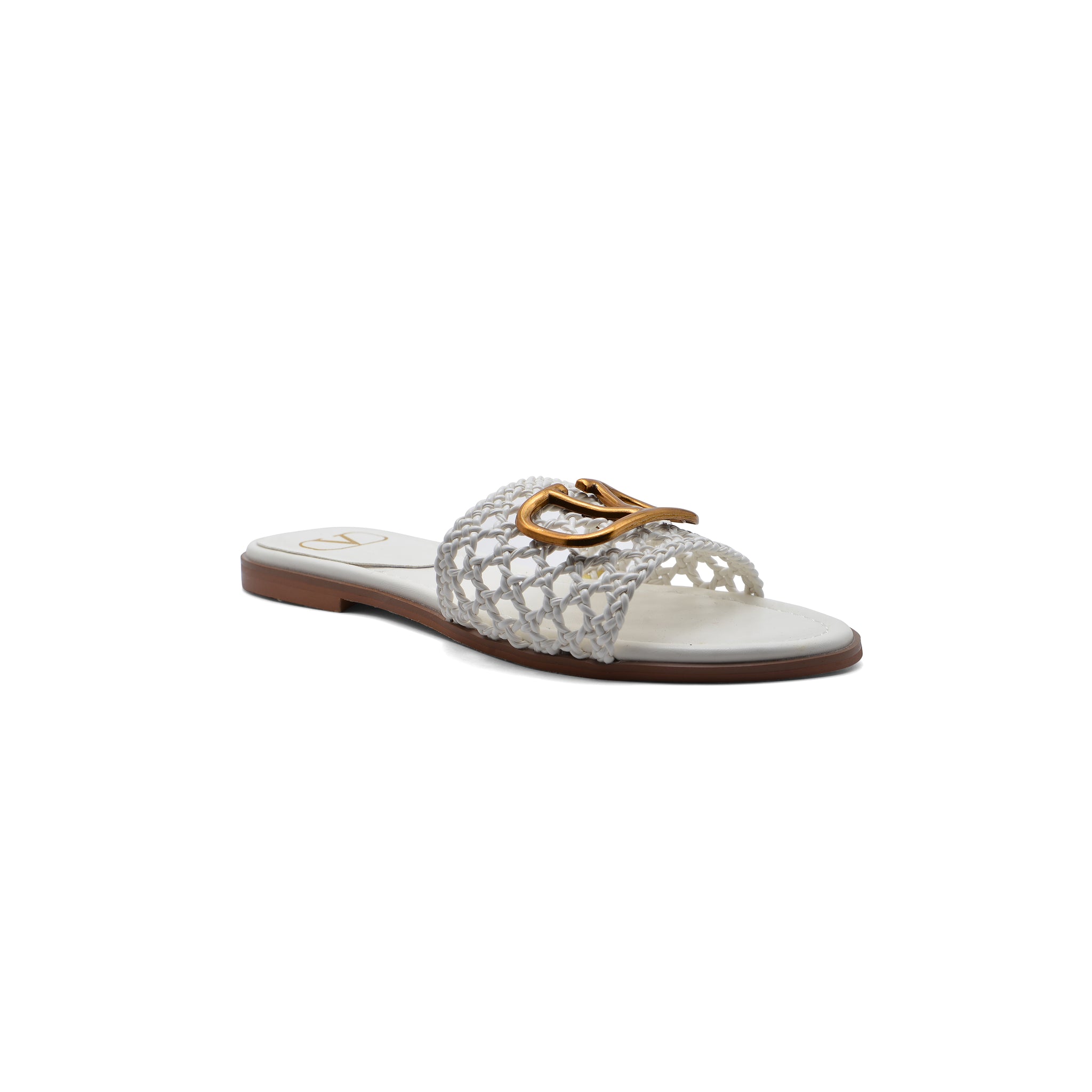 Valentino Garavani Vlogo Signature Slides Nero Flats 3115 White