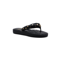 Chanel Lambskin Quilted Padded Charms Thong Sandals Woman XJC3134 Black