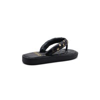 Chanel Lambskin Quilted Padded Charms Thong Sandals Woman XJC3134 Black