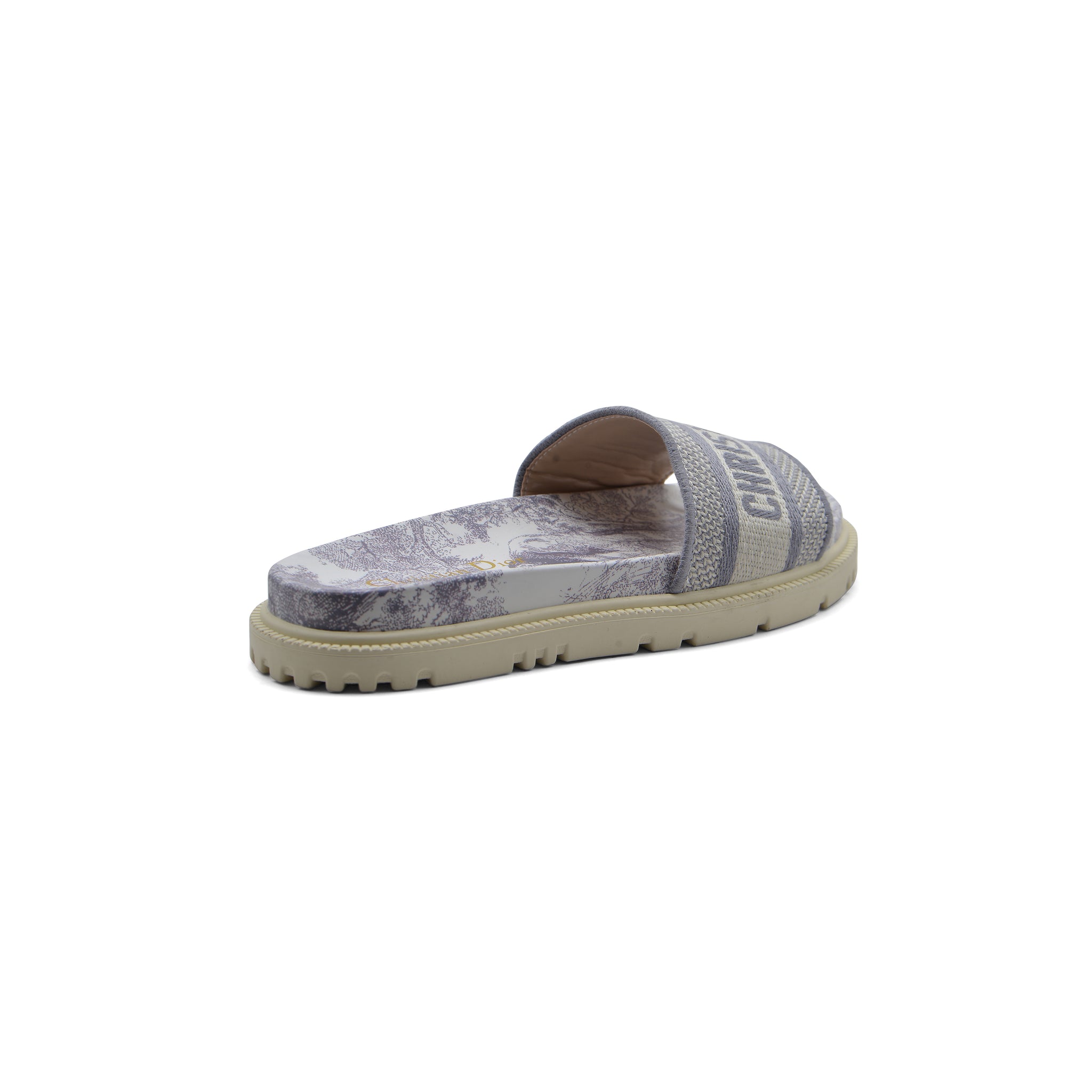 Christian Dior floral print Canvas Slide Sandals Woman DR-886 Gray