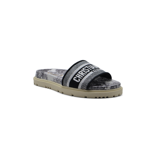 Christian Dior floral print Canvas Slide Sandals Woman DR-886 Black&White