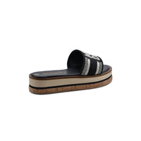 Christian Dior Dway Canvas Platform Raffia Chambray Jacquard Dioract Sandals Woman 2393 Black