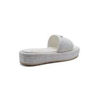 Prada Raffia Printed Espadrilles Crochet Flatform Sandals Woman PA-158 White