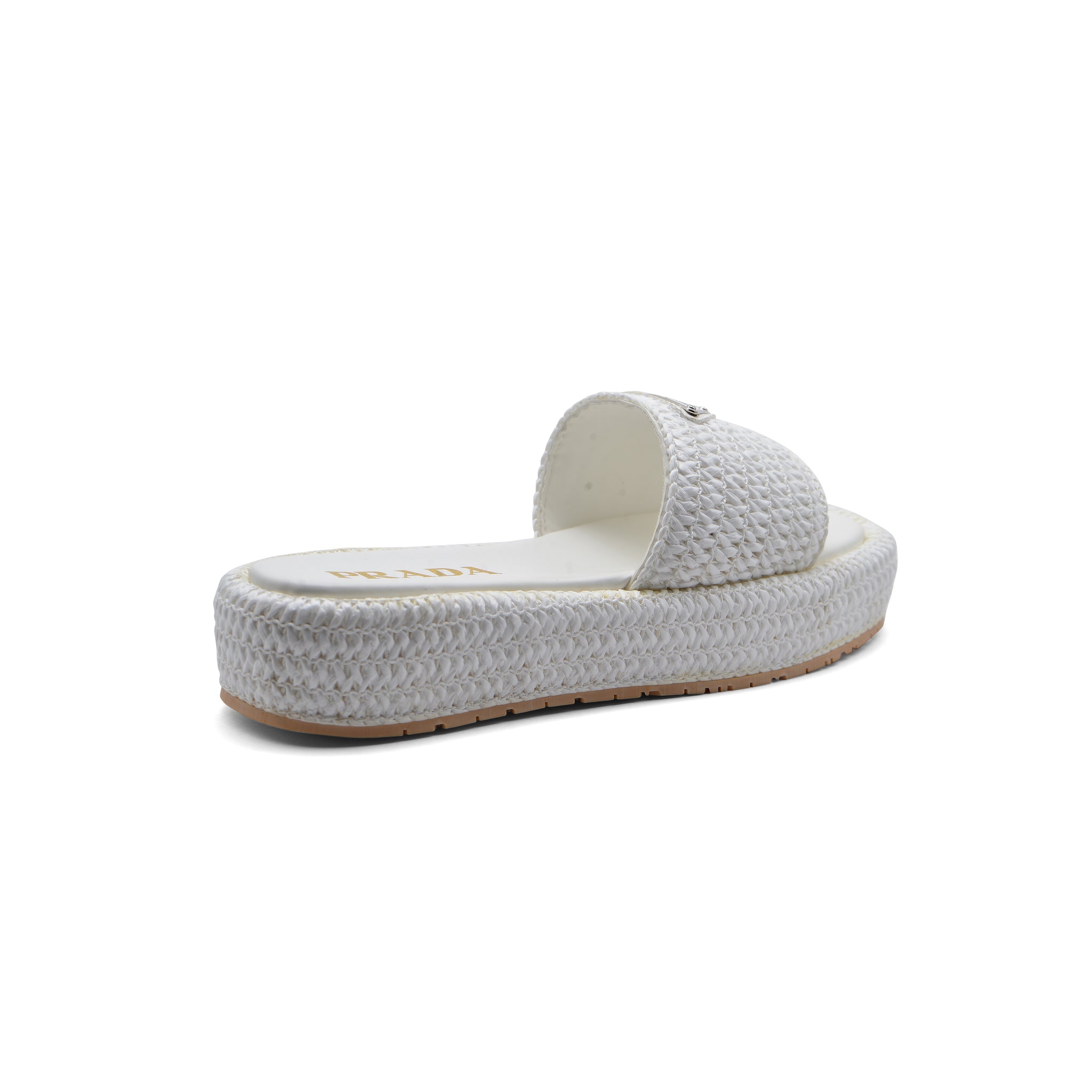 Prada Raffia Printed Espadrilles Crochet Flatform Sandals Woman PA-158 White
