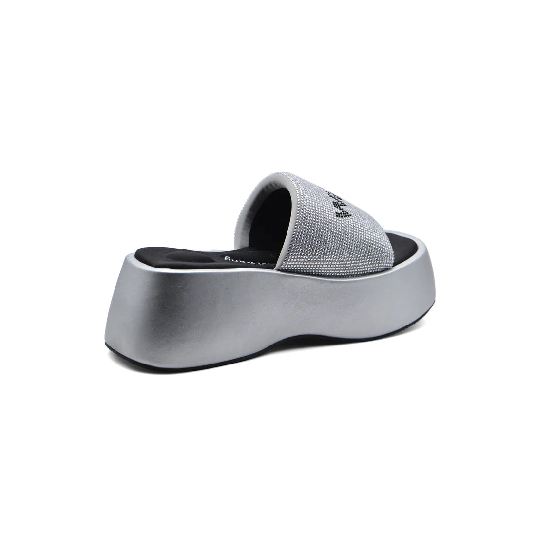 Alexander Wing Slippers High Sole Comfortable Open Back Woman 2907-3 Silver