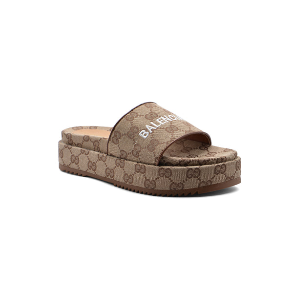 Gucci x Balenciaga Platform slide sandals for Women 2020-3 Beige