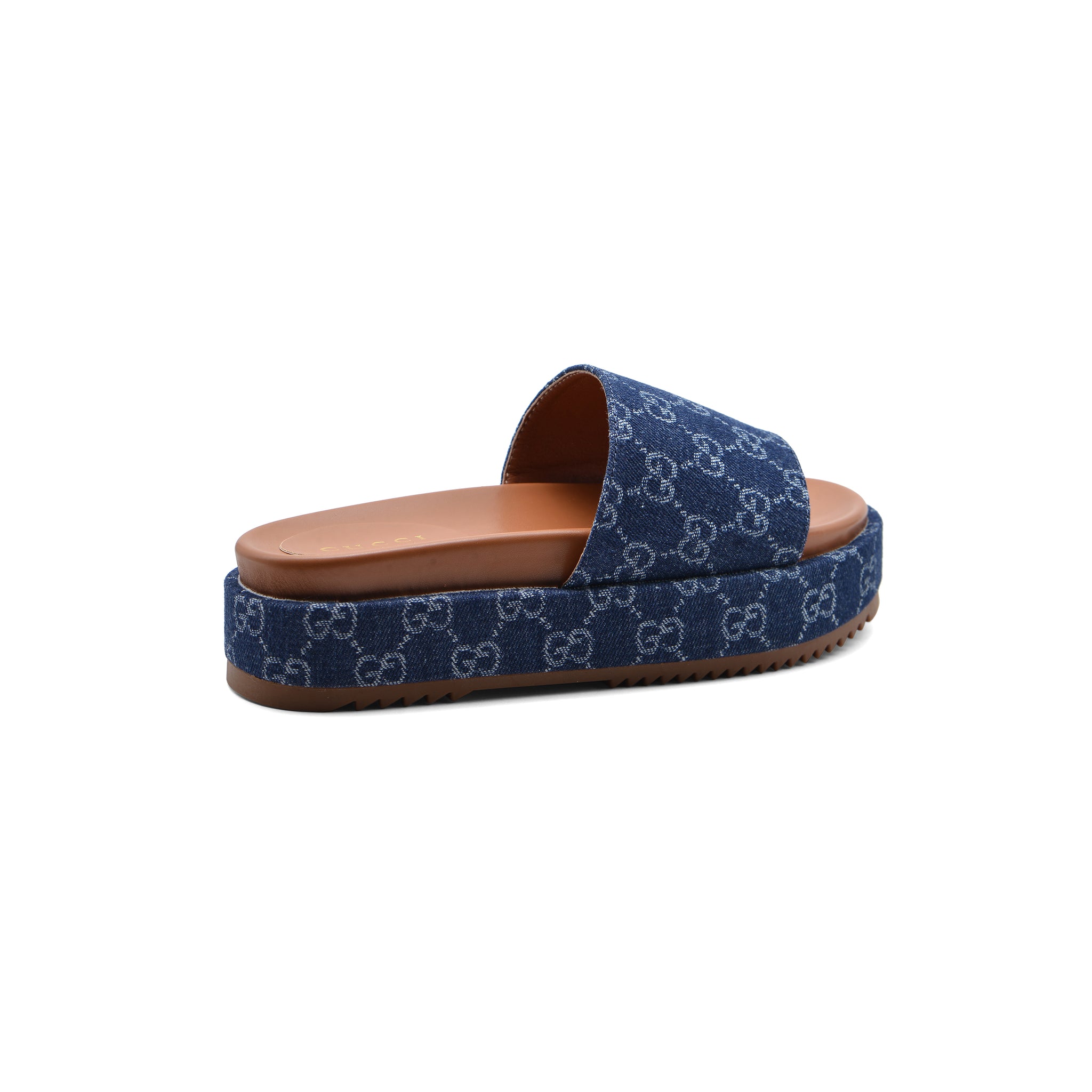 Gucci New Denim GG Monogram Angelina Platform Slide Woman 2020 Blue