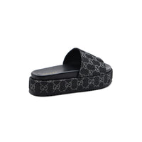 Gucci New Denim GG Monogram Angelina Platform Slide Woman 2020 Black