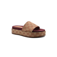 Gucci New Denim GG Monogram Angelina Platform Slide Woman 2020 Maroon