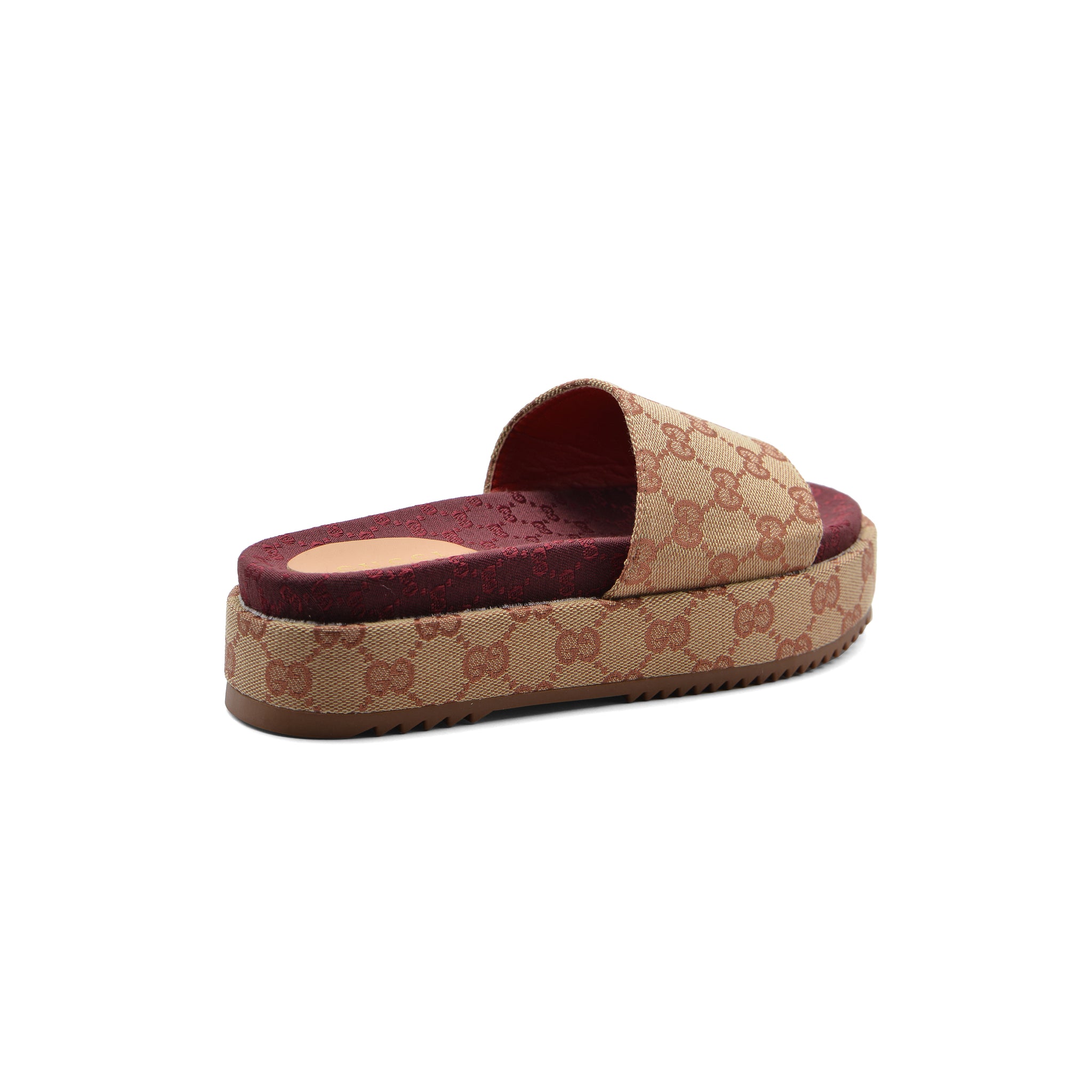 Gucci New Denim GG Monogram Angelina Platform Slide Woman 2020 Maroon