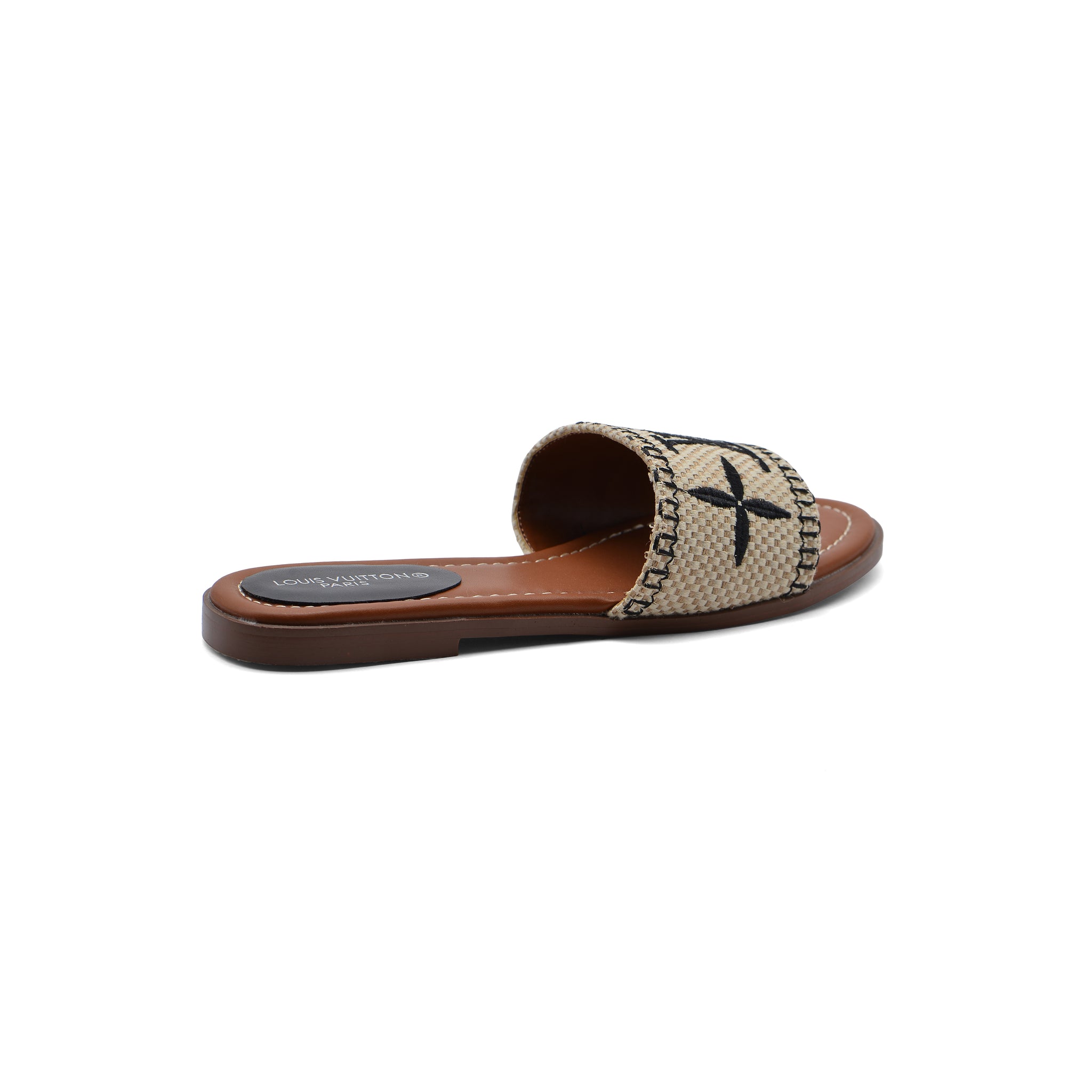 Louis Vuitton Lock It Flat Mule Monogram Sandals Woman L-118 Black