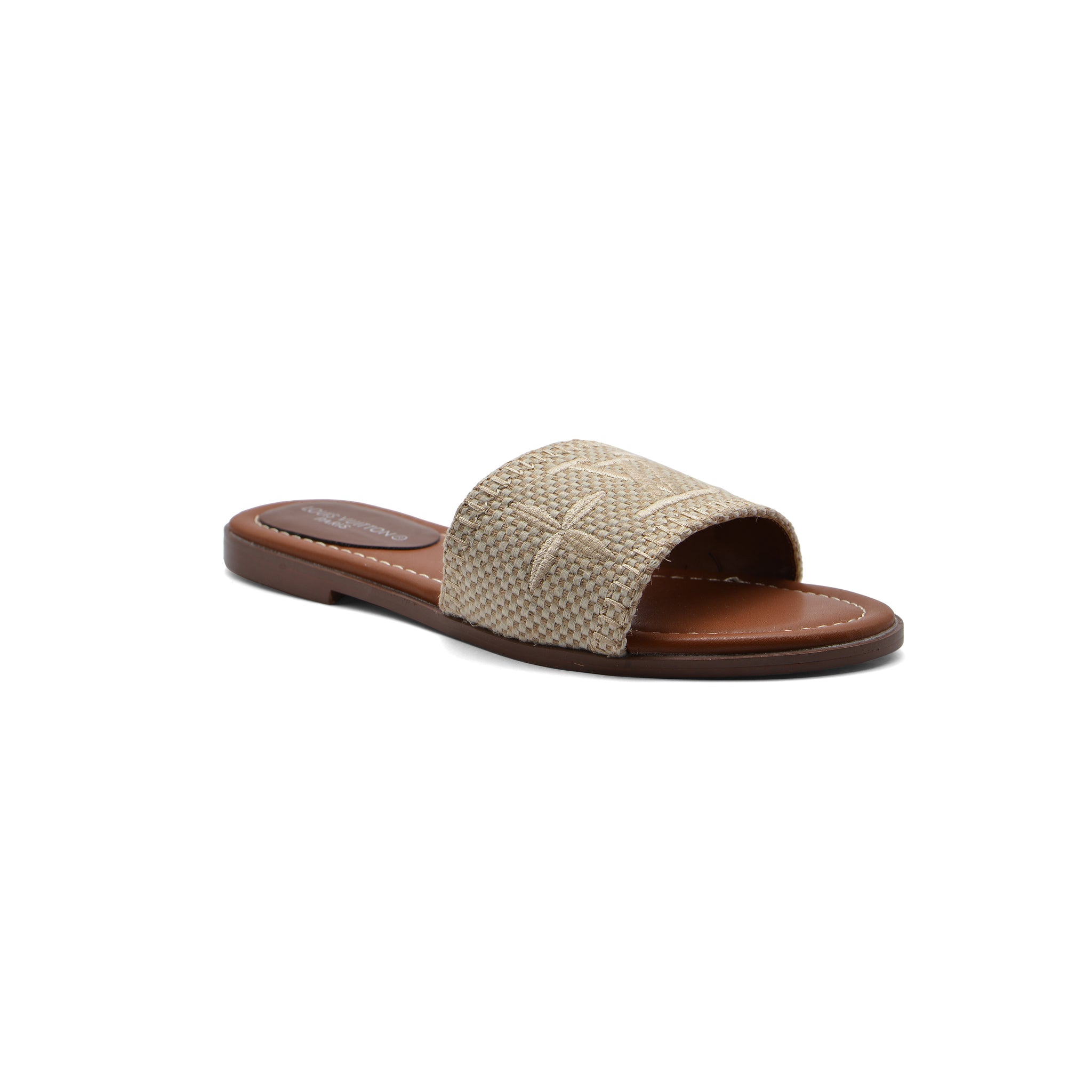 Louis Vuitton Lock It Flat Mule Monogram Sandals Woman L-118 Beige