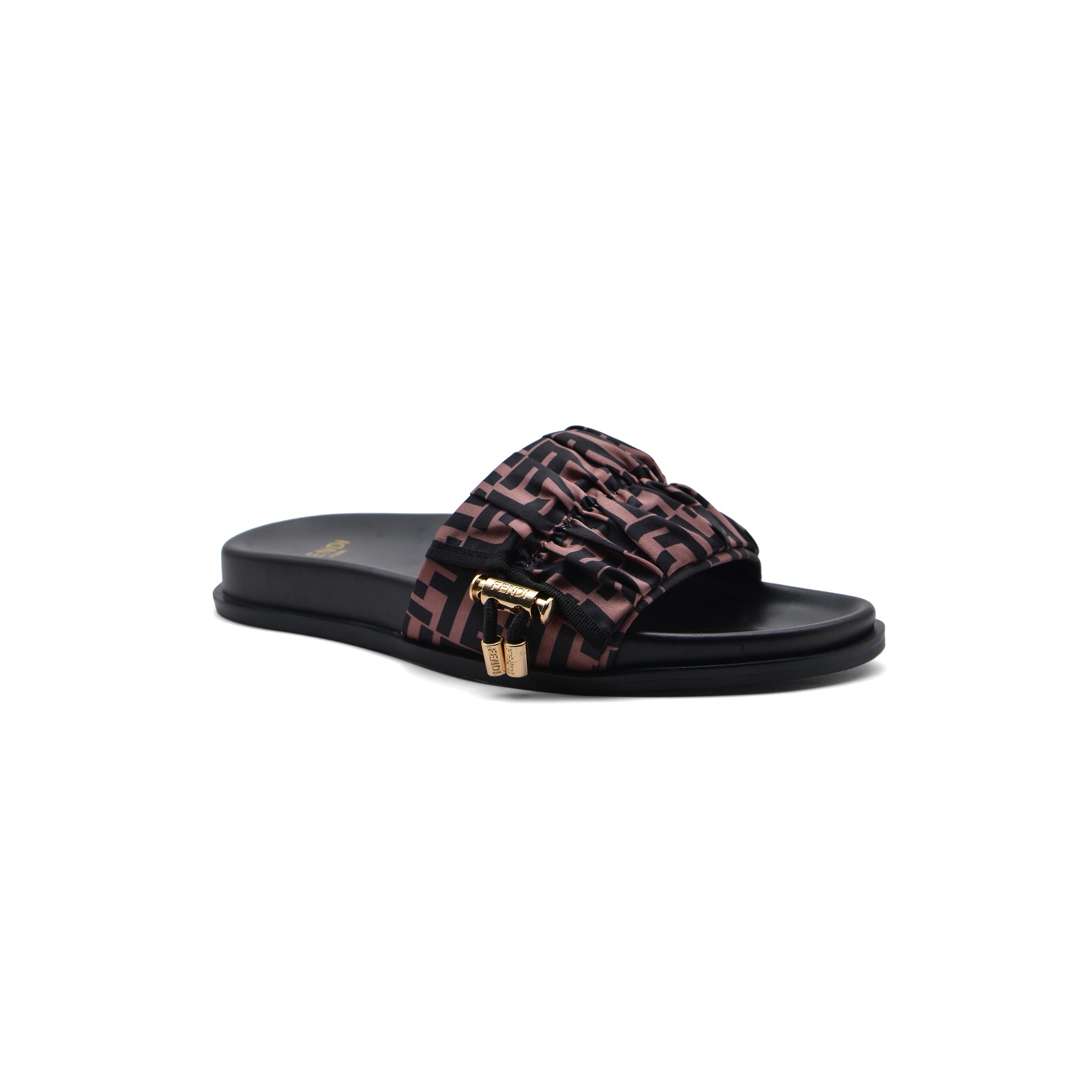 FENDI Toggle-Fastening FF-Logo Slides Slipper Woman 12395-12 Brown