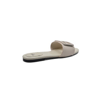 Fendi Baguette Cuoio Romano leather Signature Logo Slide Sandal Woman 1892-1 Beige