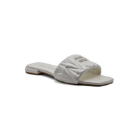 Miu Miu Leather Slides Sandals Summer Classic Leisure Flip Flops Slippers Women 3508 White