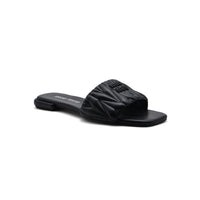 Miu Miu Leather Slides Sandals Summer Classic Leisure Flip Flops Slippers Women 3508 Black