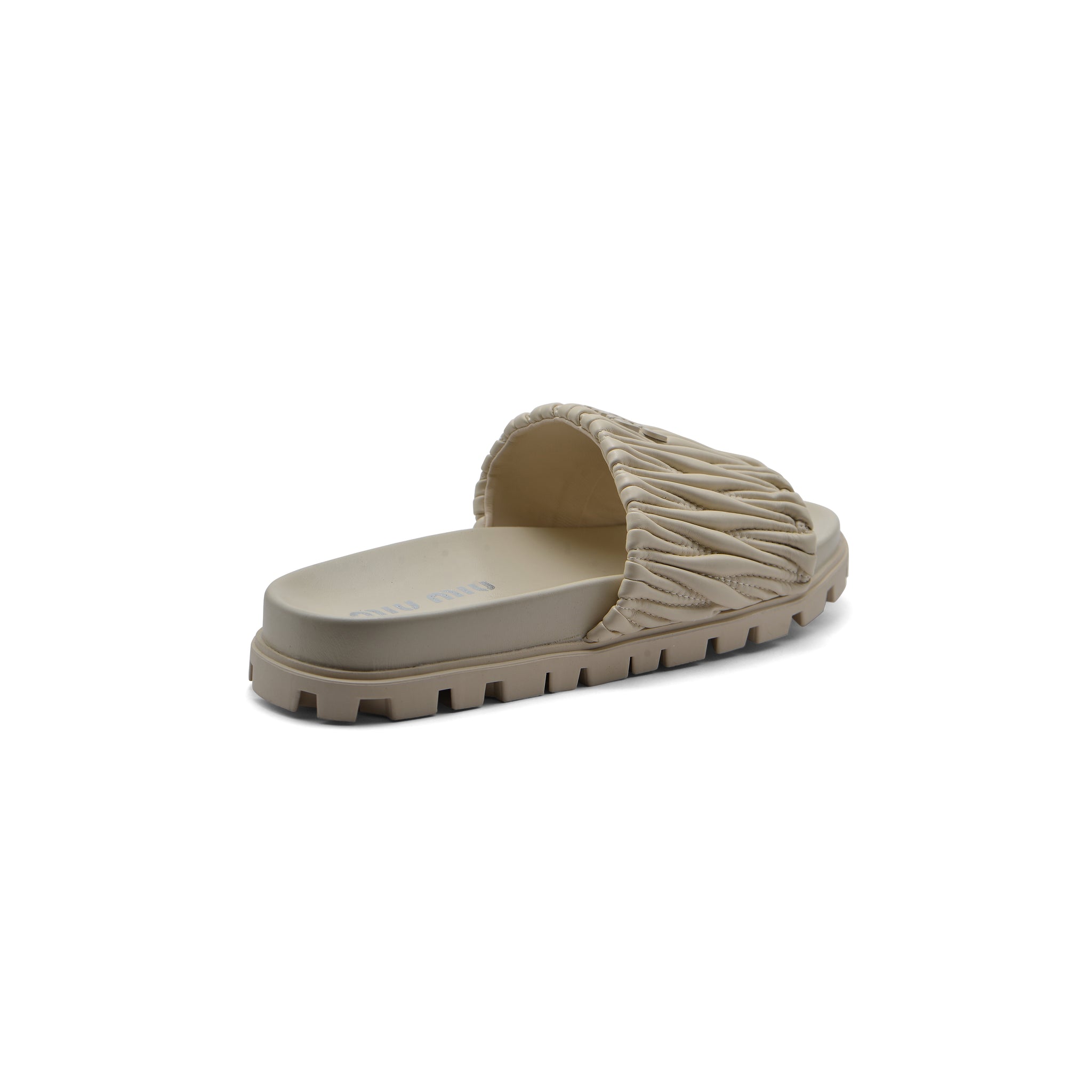 Miu Miu Designer Slides Nappa Leather Beach Slipper Woman 20343 Beige