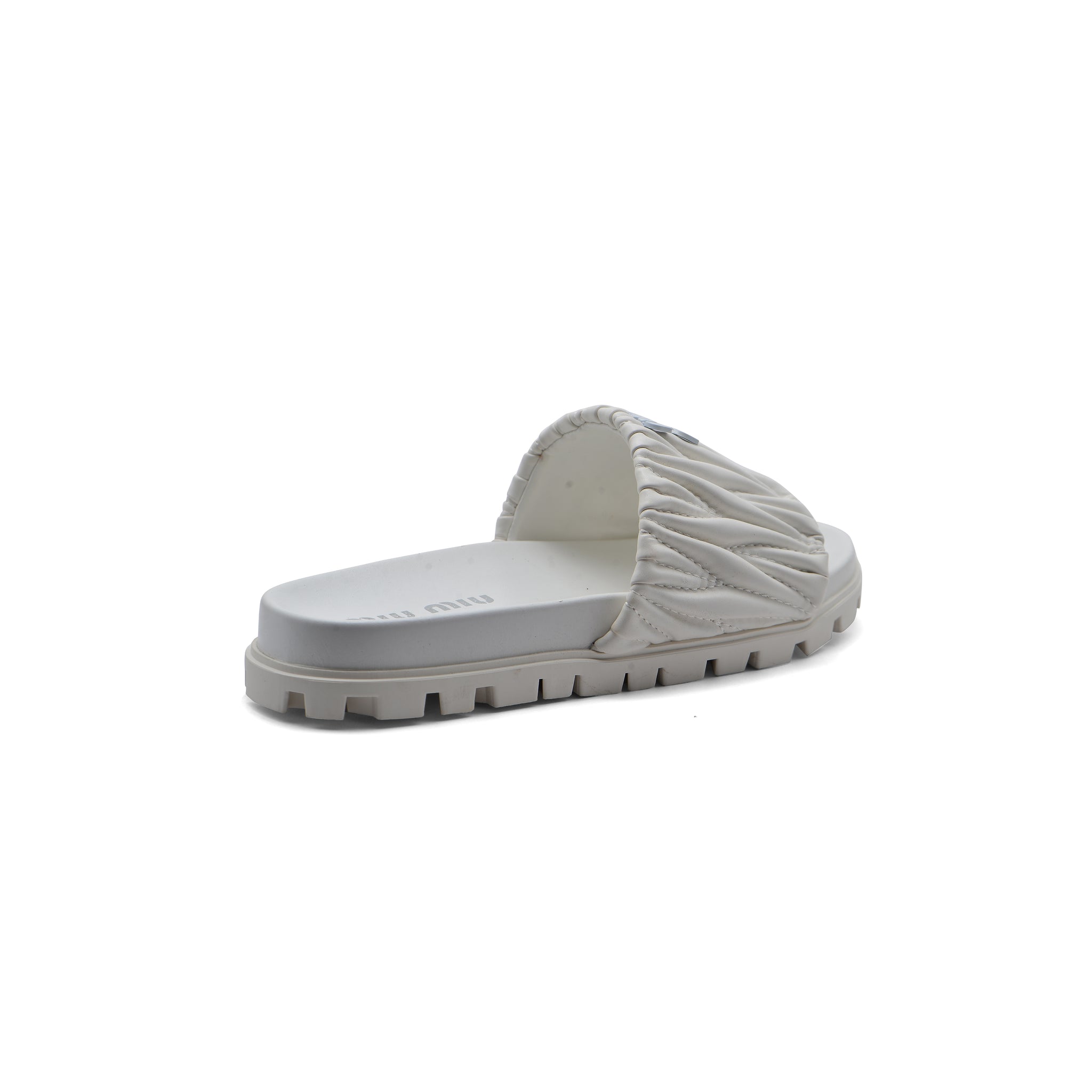 Miu Miu Designer Slides Nappa Leather Beach Slipper Woman 20343 White