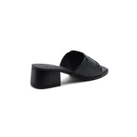 Celine Emblem Block Heel Leather Mule In Woman A2156 Black