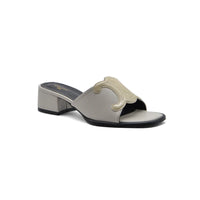 Celine Emblem Block Heel Leather Mule In Woman A2156 Beige