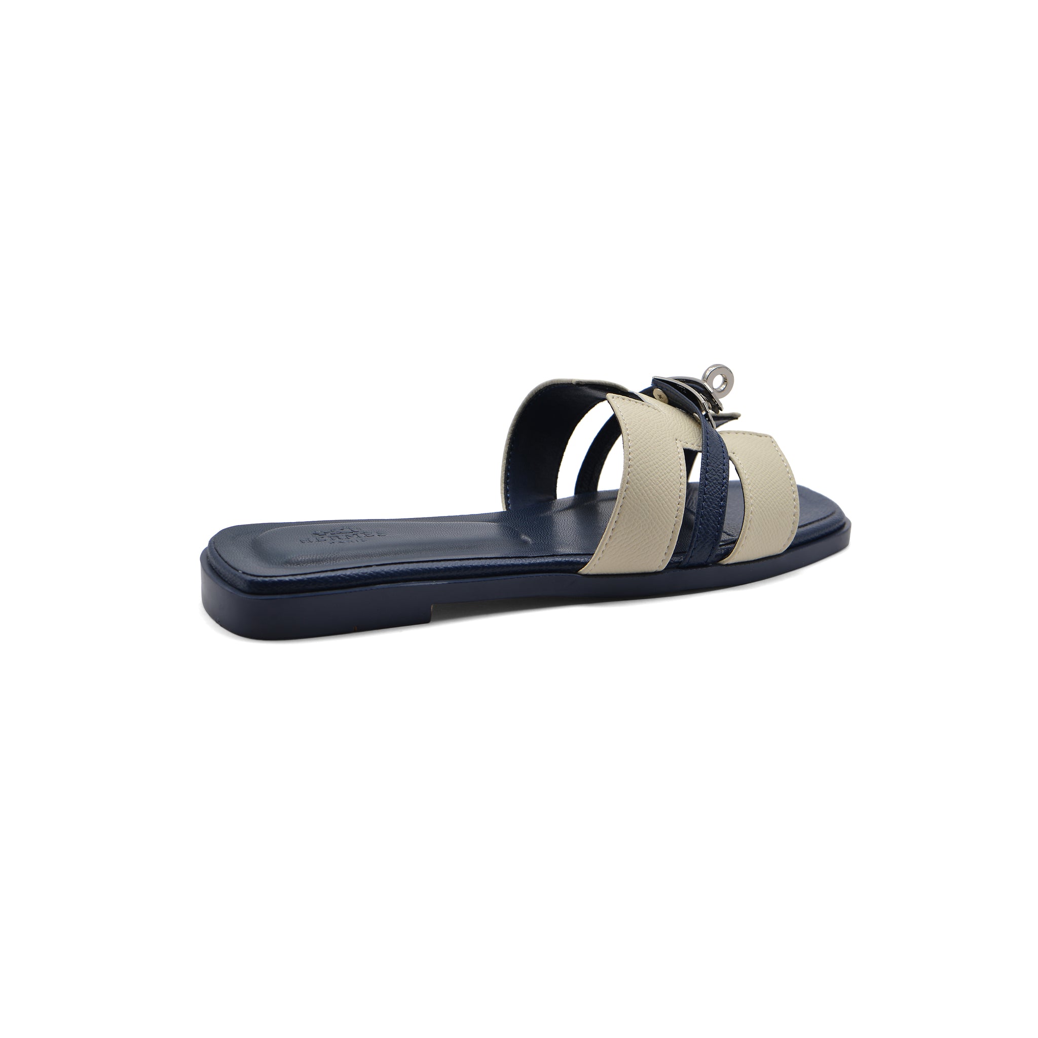 Hermes Calfskin Matte Alligator Giulia Sandals Woman H9-6 Navy