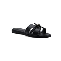 Hermes Calfskin Matte Alligator Giulia Sandals Woman H906 Black