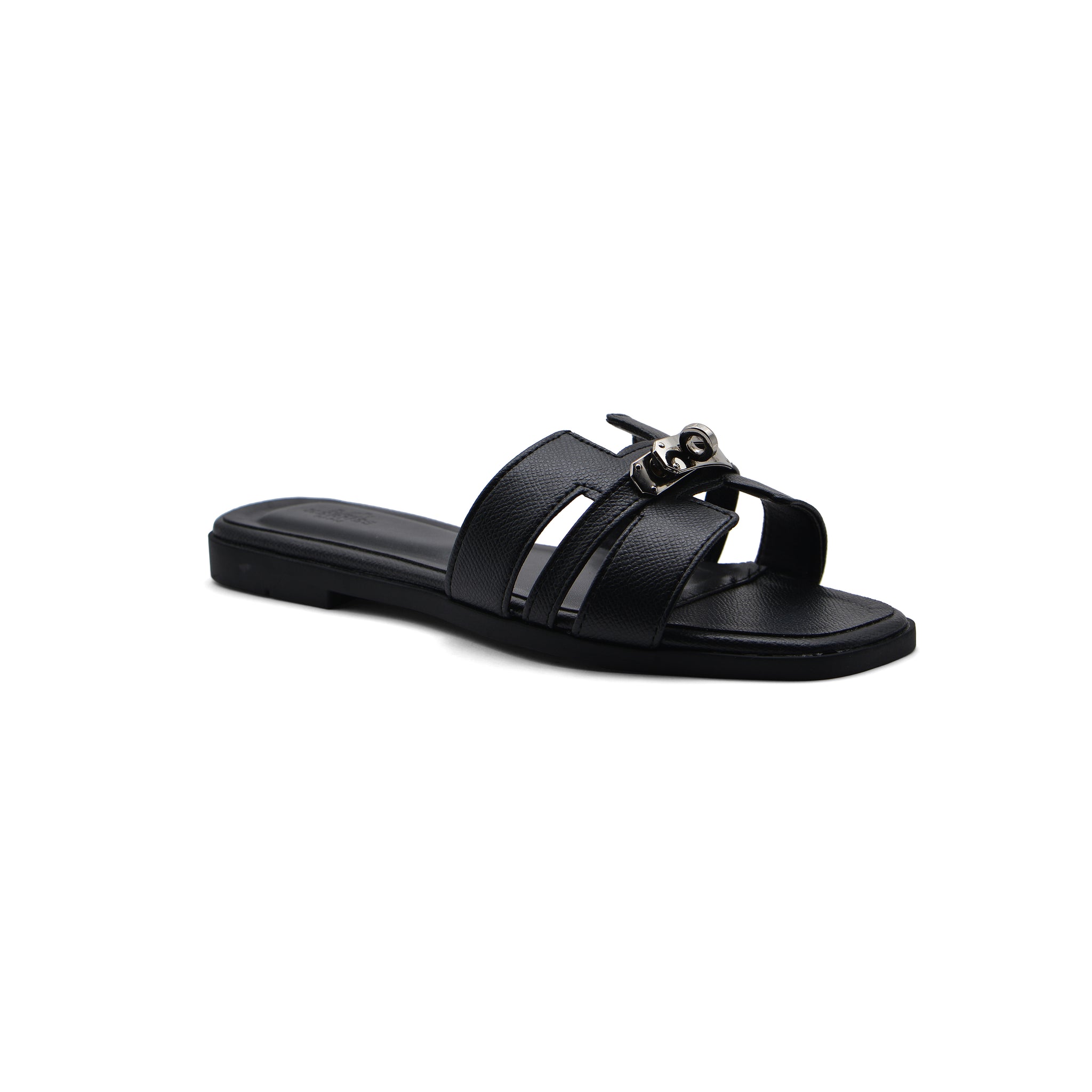 Hermes Calfskin Matte Alligator Giulia Sandals Woman H906 Black