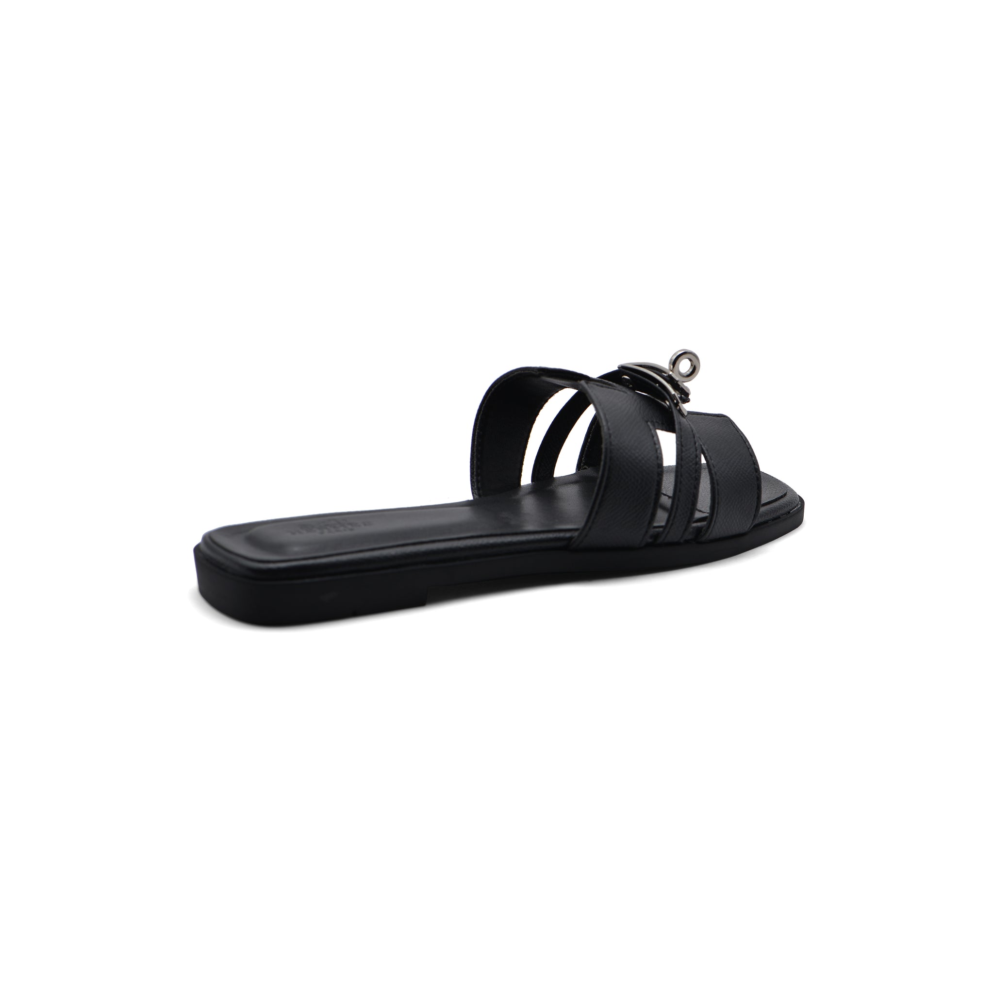 Hermes Calfskin Matte Alligator Giulia Sandals Woman H906 Black
