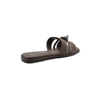 Hermes Calfskin Matte Alligator Giulia Sandals Woman H906 Khaki