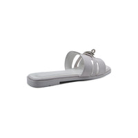 Hermes Calfskin Matte Alligator Giulia Sandals Woman H906 White
