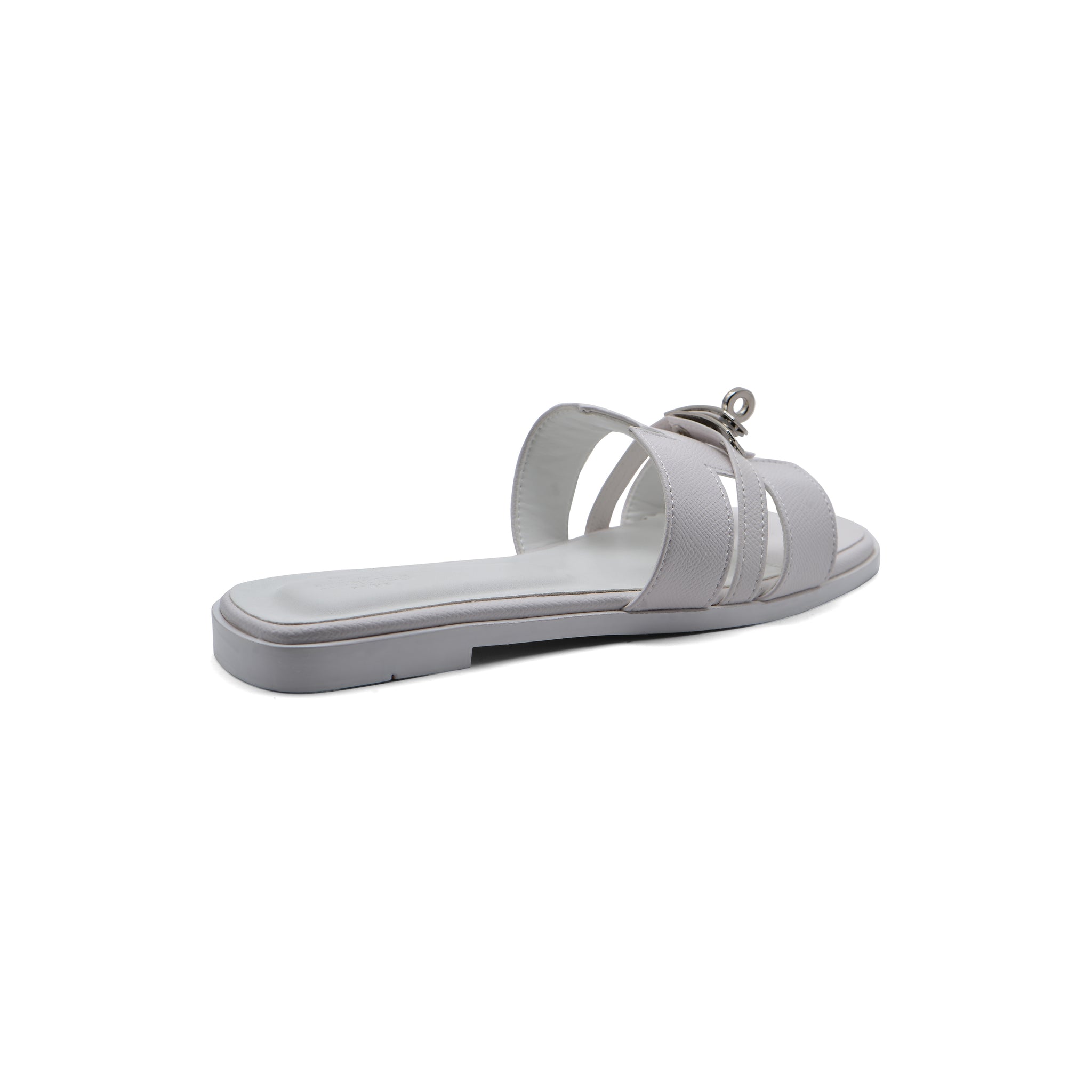 Hermes Calfskin Matte Alligator Giulia Sandals Woman H906 White