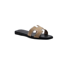 Hermes Calfskin Crystal Embellished Oran Sandals Woman H38-13 Beige