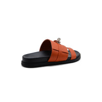 Hermes Jackson Sandals Designer Fumé Vivent Sliders Woman H8006-3 Orange